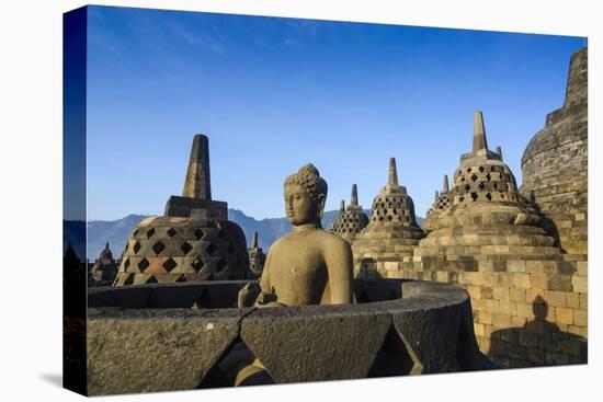 Early Morning Light at the Temple Complex of Borobodur, Java, Indonesia, Southeast Asia, Asia-Michael Runkel-Stretched Canvas