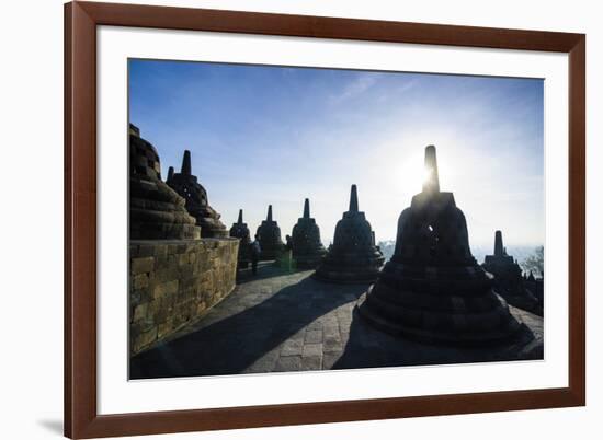 Early Morning Light at the Temple Complex of Borobodur, Java, Indonesia, Southeast Asia, Asia-Michael Runkel-Framed Photographic Print