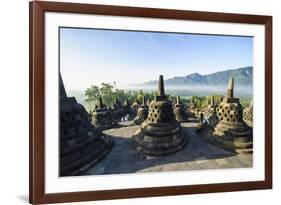 Early Morning Light at the Temple Complex of Borobodur, Java, Indonesia, Southeast Asia, Asia-Michael Runkel-Framed Photographic Print