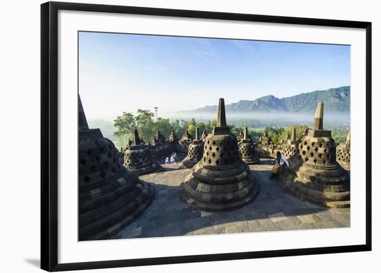 Early Morning Light at the Temple Complex of Borobodur, Java, Indonesia, Southeast Asia, Asia-Michael Runkel-Framed Photographic Print