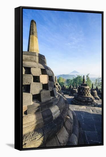 Early Morning Light at the Temple Complex of Borobodur, Java, Indonesia, Southeast Asia, Asia-Michael Runkel-Framed Stretched Canvas