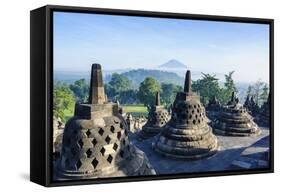 Early Morning Light at the Temple Complex of Borobodur, Java, Indonesia, Southeast Asia, Asia-Michael Runkel-Framed Stretched Canvas