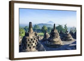 Early Morning Light at the Temple Complex of Borobodur, Java, Indonesia, Southeast Asia, Asia-Michael Runkel-Framed Photographic Print