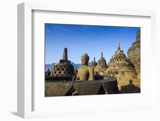 Early Morning Light at the Temple Complex of Borobodur, Java, Indonesia, Southeast Asia, Asia-Michael Runkel-Framed Photographic Print