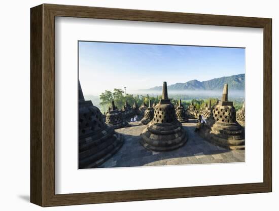 Early Morning Light at the Temple Complex of Borobodur, Java, Indonesia, Southeast Asia, Asia-Michael Runkel-Framed Photographic Print