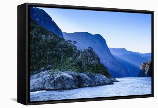 Early Morning Light in Milford Sound-Michael-Framed Stretched Canvas