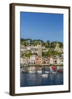 Early Morning Light on Small Boats at Anchor in the Harbour at Fowey, Cornwall, England-Michael Nolan-Framed Photographic Print