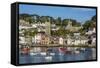 Early Morning Light on Small Boats at Anchor in the Harbour at Fowey, Cornwall, England-Michael Nolan-Framed Stretched Canvas