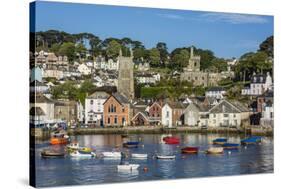Early Morning Light on Small Boats at Anchor in the Harbour at Fowey, Cornwall, England-Michael Nolan-Stretched Canvas