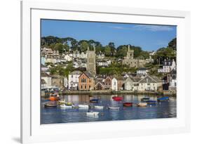 Early Morning Light on Small Boats at Anchor in the Harbour at Fowey, Cornwall, England-Michael Nolan-Framed Photographic Print