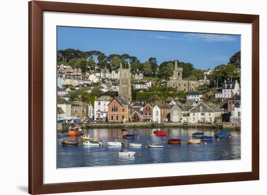 Early Morning Light on Small Boats at Anchor in the Harbour at Fowey, Cornwall, England-Michael Nolan-Framed Photographic Print