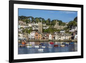 Early Morning Light on Small Boats at Anchor in the Harbour at Fowey, Cornwall, England-Michael Nolan-Framed Photographic Print