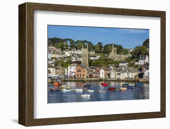 Early Morning Light on Small Boats at Anchor in the Harbour at Fowey, Cornwall, England-Michael Nolan-Framed Photographic Print