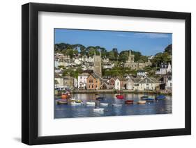 Early Morning Light on Small Boats at Anchor in the Harbour at Fowey, Cornwall, England-Michael Nolan-Framed Photographic Print