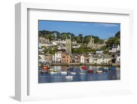 Early Morning Light on Small Boats at Anchor in the Harbour at Fowey, Cornwall, England-Michael Nolan-Framed Photographic Print