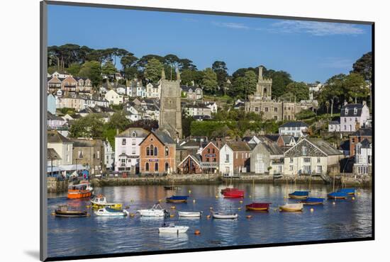 Early Morning Light on Small Boats at Anchor in the Harbour at Fowey, Cornwall, England-Michael Nolan-Mounted Photographic Print