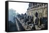 Early Morning Light Shining on Buddhas Sitting in the Temple Complex of Borobodur, Java, Indonesia-Michael Runkel-Framed Stretched Canvas