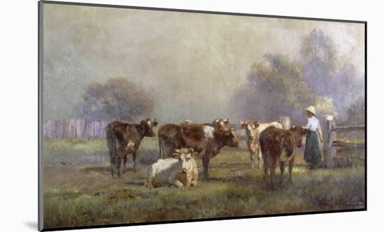 Early Morning Milking-Jan Hendrik Scheltema-Mounted Premium Giclee Print