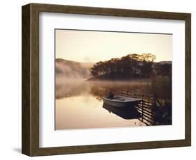 Early Morning Mist and Boat, Derwent Water, Lake District, Cumbria, England-Nigel Francis-Framed Photographic Print