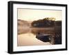 Early Morning Mist and Boat, Derwent Water, Lake District, Cumbria, England-Nigel Francis-Framed Photographic Print
