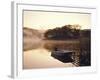 Early Morning Mist and Boat, Derwent Water, Lake District, Cumbria, England-Nigel Francis-Framed Photographic Print