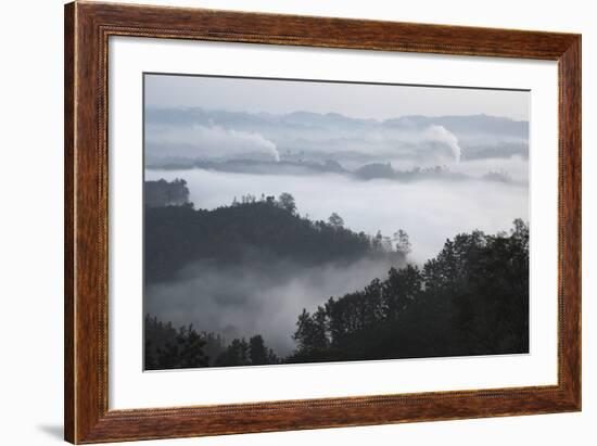 Early Morning Mist and Smoke from Brickworks in the Valley over the Jungle of Bandarban-Stuart-Framed Photographic Print