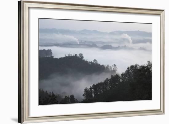 Early Morning Mist and Smoke from Brickworks in the Valley over the Jungle of Bandarban-Stuart-Framed Photographic Print