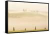 Early Morning Mist, Cappella Di Vitaleta, Chapel, Val D'Orcia, Tuscany, Italy-Peter Adams-Framed Stretched Canvas