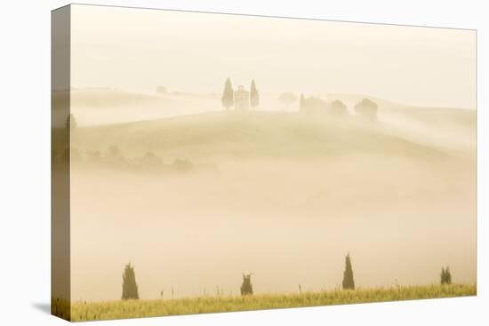 Early Morning Mist, Cappella Di Vitaleta, Chapel, Val D'Orcia, Tuscany, Italy-Peter Adams-Stretched Canvas