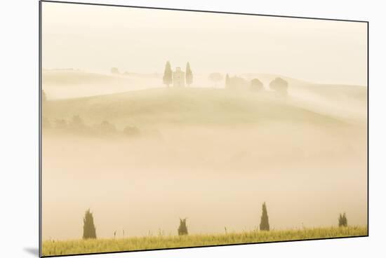 Early Morning Mist, Cappella Di Vitaleta, Chapel, Val D'Orcia, Tuscany, Italy-Peter Adams-Mounted Photographic Print