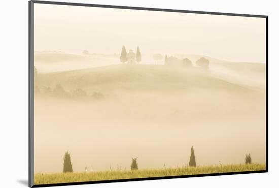 Early Morning Mist, Cappella Di Vitaleta, Chapel, Val D'Orcia, Tuscany, Italy-Peter Adams-Mounted Photographic Print