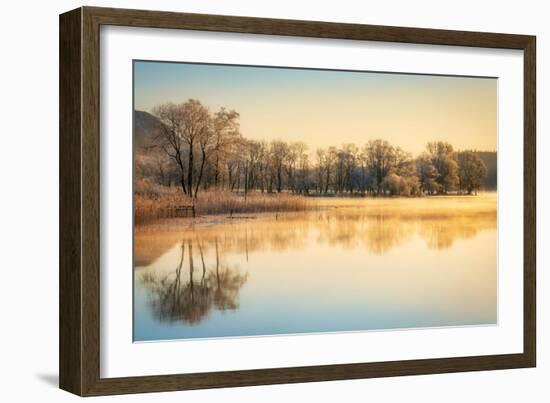 Early morning mist clearing and sunlight over Loch Ard, Kinlochard, Aberfoyle, Scotland-John Potter-Framed Photographic Print