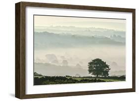 Early morning mist in the Esk Valley around Lealholm in the North Yorkshire Moors National Park-John Potter-Framed Photographic Print