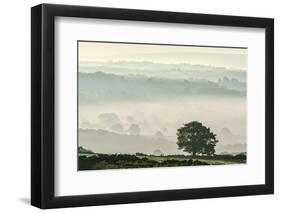 Early morning mist in the Esk Valley around Lealholm in the North Yorkshire Moors National Park-John Potter-Framed Premium Photographic Print