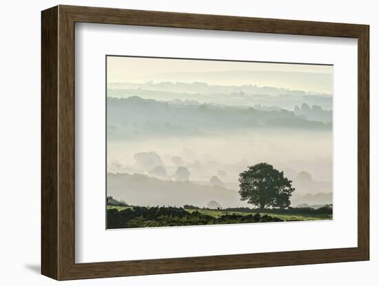 Early morning mist in the Esk Valley around Lealholm in the North Yorkshire Moors National Park-John Potter-Framed Photographic Print