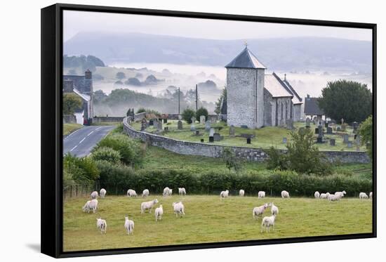 Early Morning Mist in the Valleys Surrounds St. David's Church-Graham Lawrence-Framed Stretched Canvas