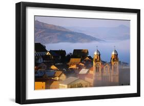 Early morning mist on the Haute Ville old town, Ambozontany Cathedral, Fianarantsoa, central area, -Christian Kober-Framed Photographic Print