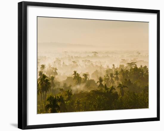 Early Morning Mist on the Kedu Plain at Sunrise from the Borobudur Temple, Java, Indonesia-Matthew Williams-Ellis-Framed Photographic Print