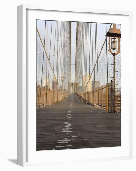 Early Morning on Brooklyn Bridge-Amanda Hall-Framed Photographic Print