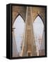 Early Morning on Brooklyn Bridge-Amanda Hall-Framed Stretched Canvas