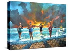 Early Morning Swim - With Cat-Ronald West-Stretched Canvas