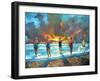 Early Morning Swim - With Cat-Ronald West-Framed Art Print