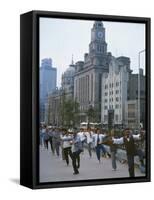 Early Morning Tai Chi in Front of Old Customs House, Shanghai, China-Waltham Tony-Framed Stretched Canvas