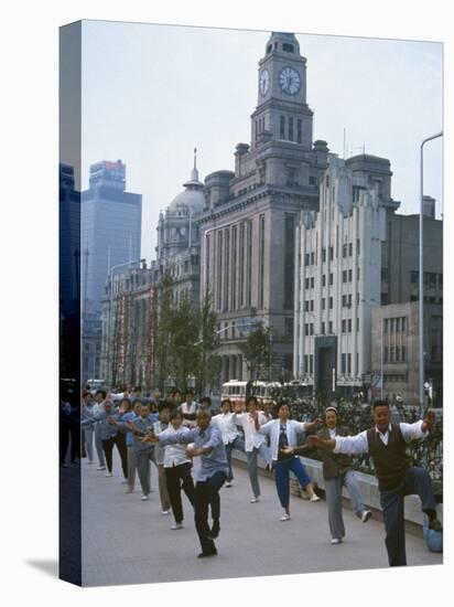 Early Morning Tai Chi in Front of Old Customs House, Shanghai, China-Waltham Tony-Stretched Canvas