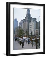 Early Morning Tai Chi in Front of Old Customs House, Shanghai, China-Waltham Tony-Framed Photographic Print