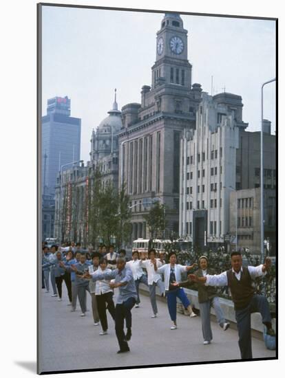 Early Morning Tai Chi in Front of Old Customs House, Shanghai, China-Waltham Tony-Mounted Photographic Print