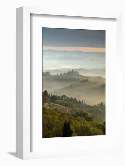 Early Morning View across Misty Hills from San Gimignano, Tuscany, Italy, Europe-John-Framed Photographic Print