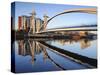 Early Morning View of the Millennium Bridge, Salford Quays, Manchester, Greater Manchester, England-Chris Hepburn-Stretched Canvas