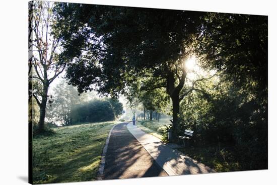 Early morning walk all around the Obersee in Bielefeld.-Nadja Jacke-Stretched Canvas