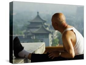 Early Morning Yoga and Stretching at Wanchun Pavilion Jingshan Park, Beijing, China-Christian Kober-Stretched Canvas